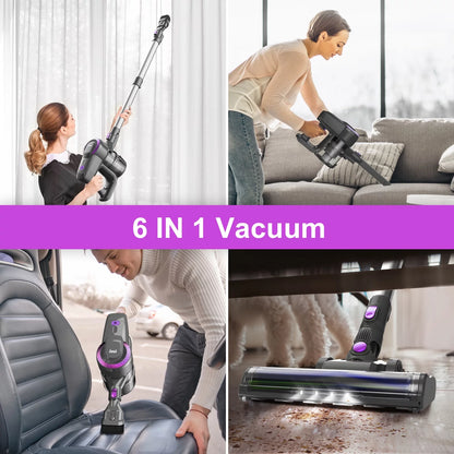 "Powerful Cordless Stick Vacuum: 20Kpa Suction, 2200mAh Battery, Lightweight, Ideal for Hardwood Floors & Pet Hair"