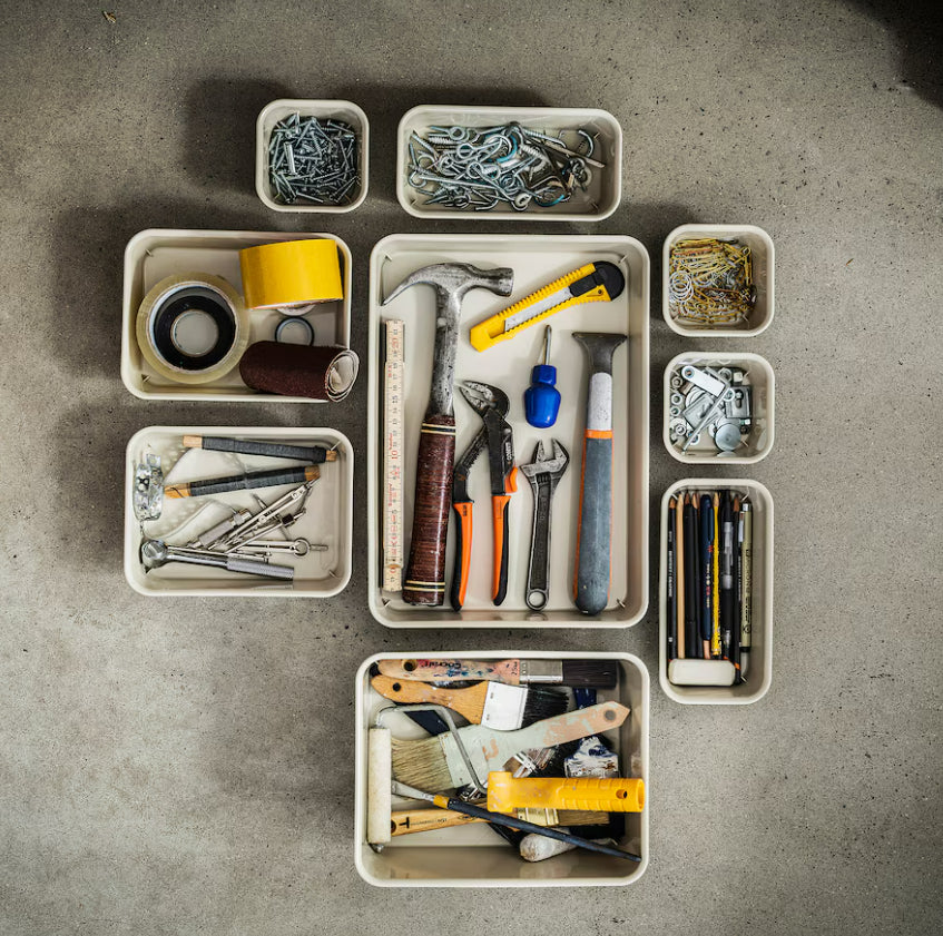 Plastic/Beige Desk Organizer - 4X4X2"