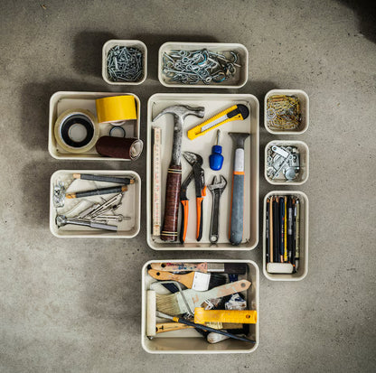 Plastic/Beige Desk Organizer - 4X4X2"