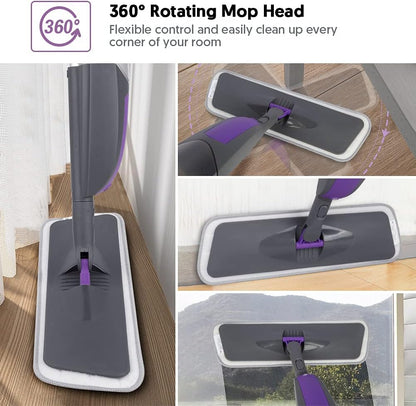 Microfiber Spray Mop with Refillable Bottle and Washable Pads - Ideal for Hard Floors