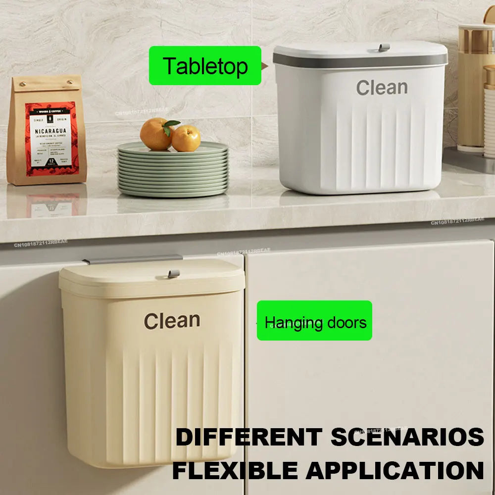 "Compact 12L Wall Mounted Kitchen Trash Can with Lid - Ideal for Under Sink or Cabinet"