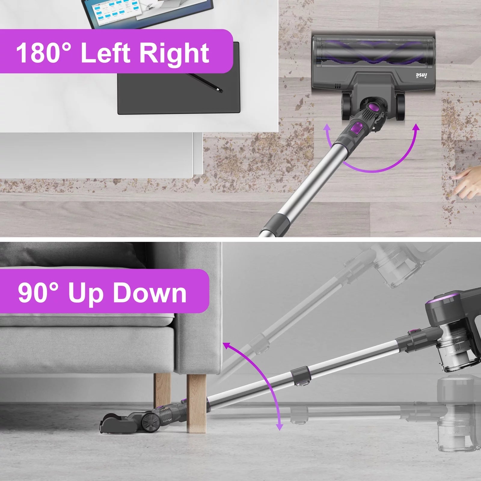 "Powerful Cordless Stick Vacuum: 20Kpa Suction, 2200mAh Battery, Lightweight, Ideal for Hardwood Floors & Pet Hair"