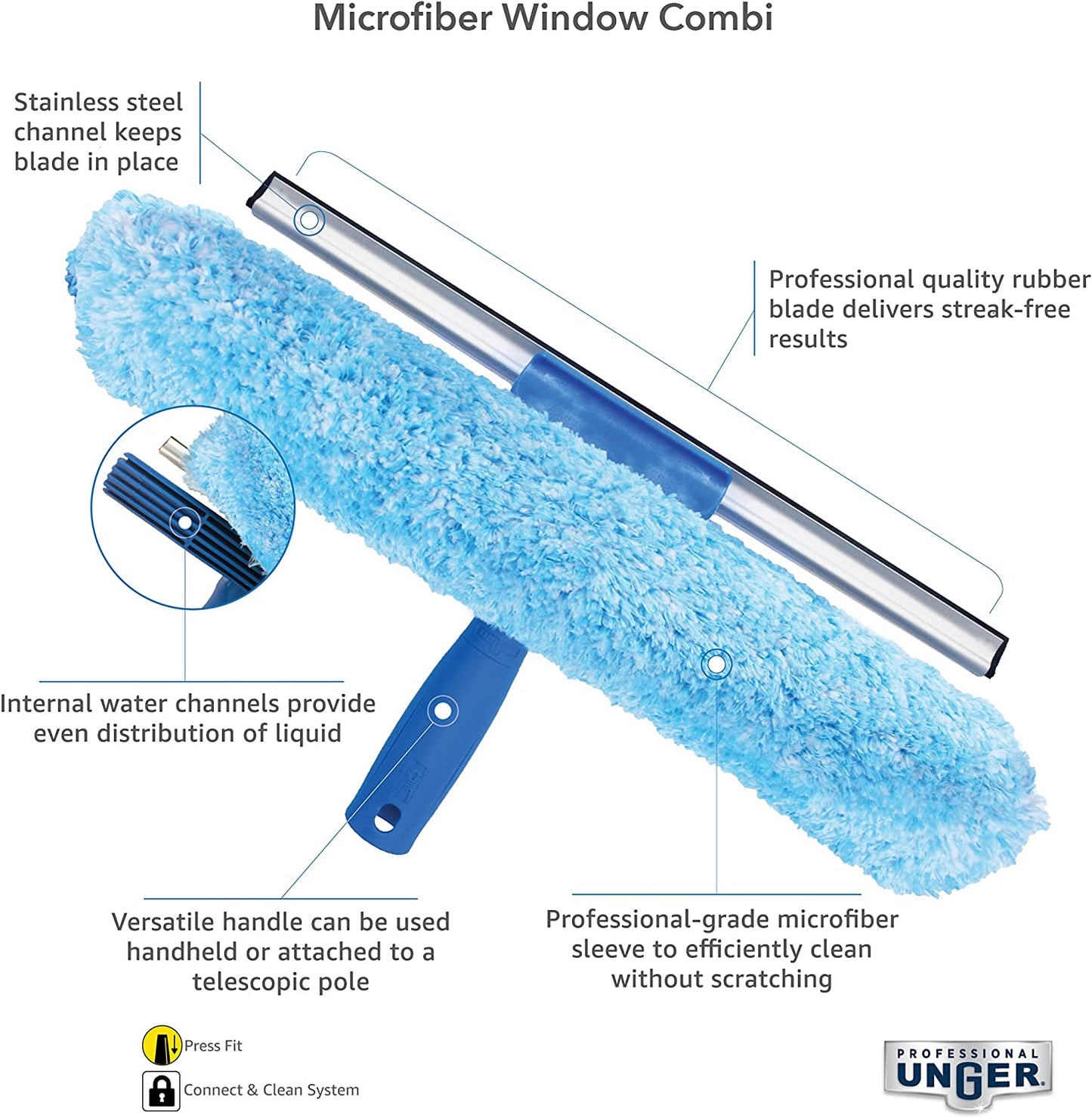 2-in-1 Professional Squeegee & Scrubber - 18" Window Cleaning Tool