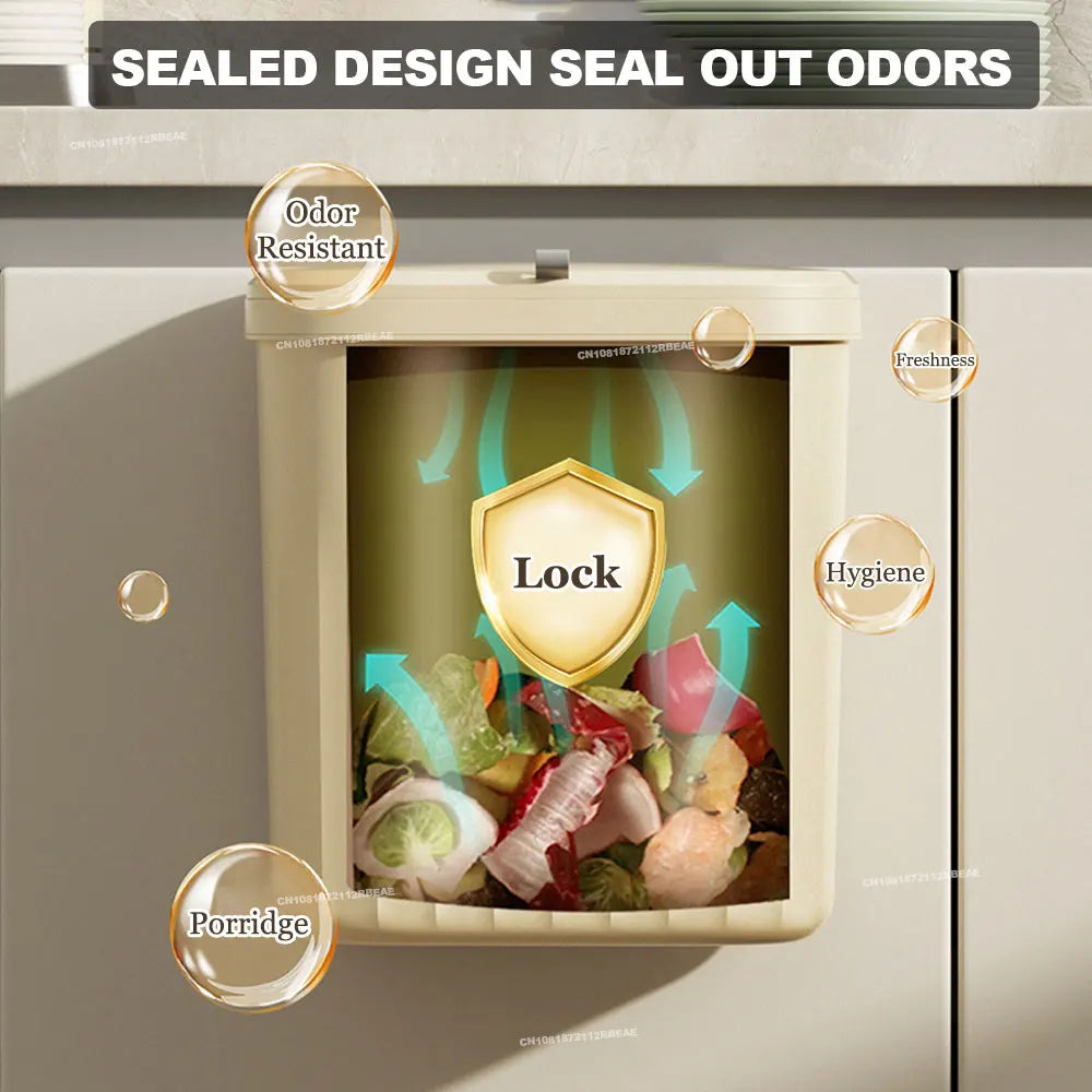 "Compact 12L Wall Mounted Kitchen Trash Can with Lid - Ideal for Under Sink or Cabinet"