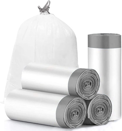 "60-Pack Small Drawstring Trash Bags - 4 Gallon (15 Liter), Grey Liner, Unscented"