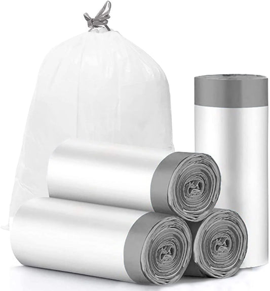 "60-Pack Small Drawstring Trash Bags - 4 Gallon (15 Liter), Grey Liner, Unscented"