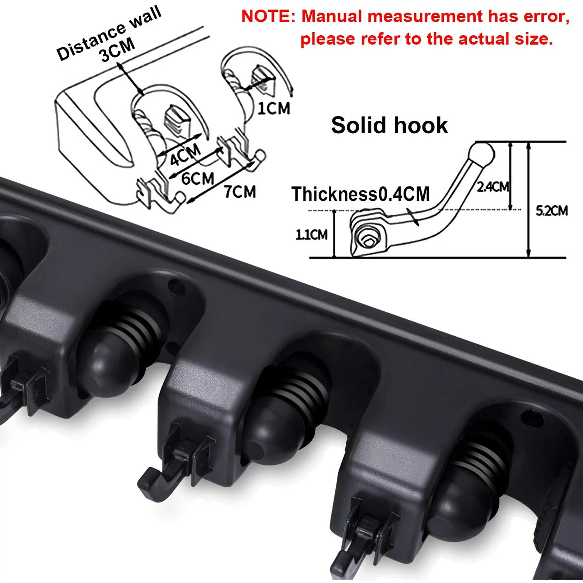 Wall-Mounted Mop and Broom Holder with Hooks - Heavy Duty Plastic Organizer for Home Cleaning Supplies