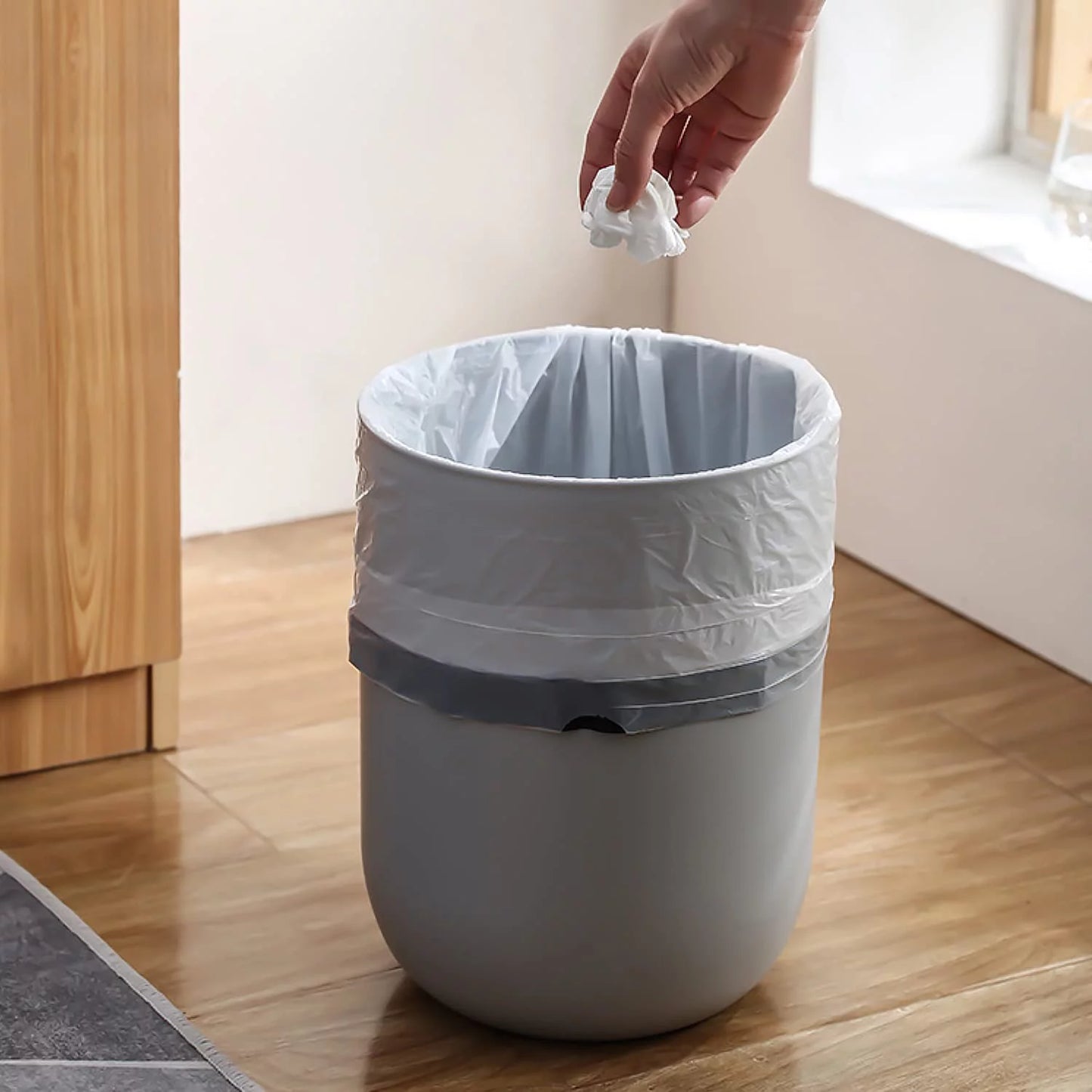 "60-Pack Small Drawstring Trash Bags - 4 Gallon (15 Liter), Grey Liner, Unscented"