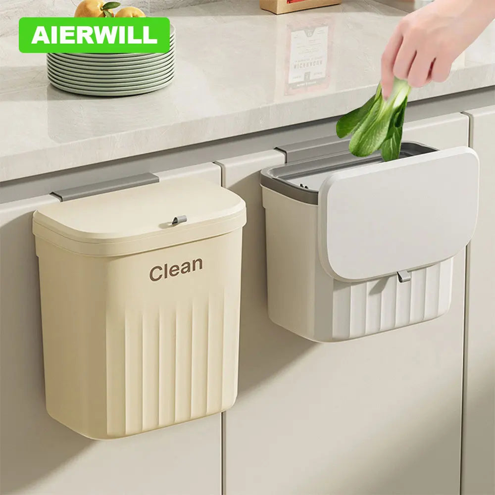 "Compact 12L Wall Mounted Kitchen Trash Can with Lid - Ideal for Under Sink or Cabinet"