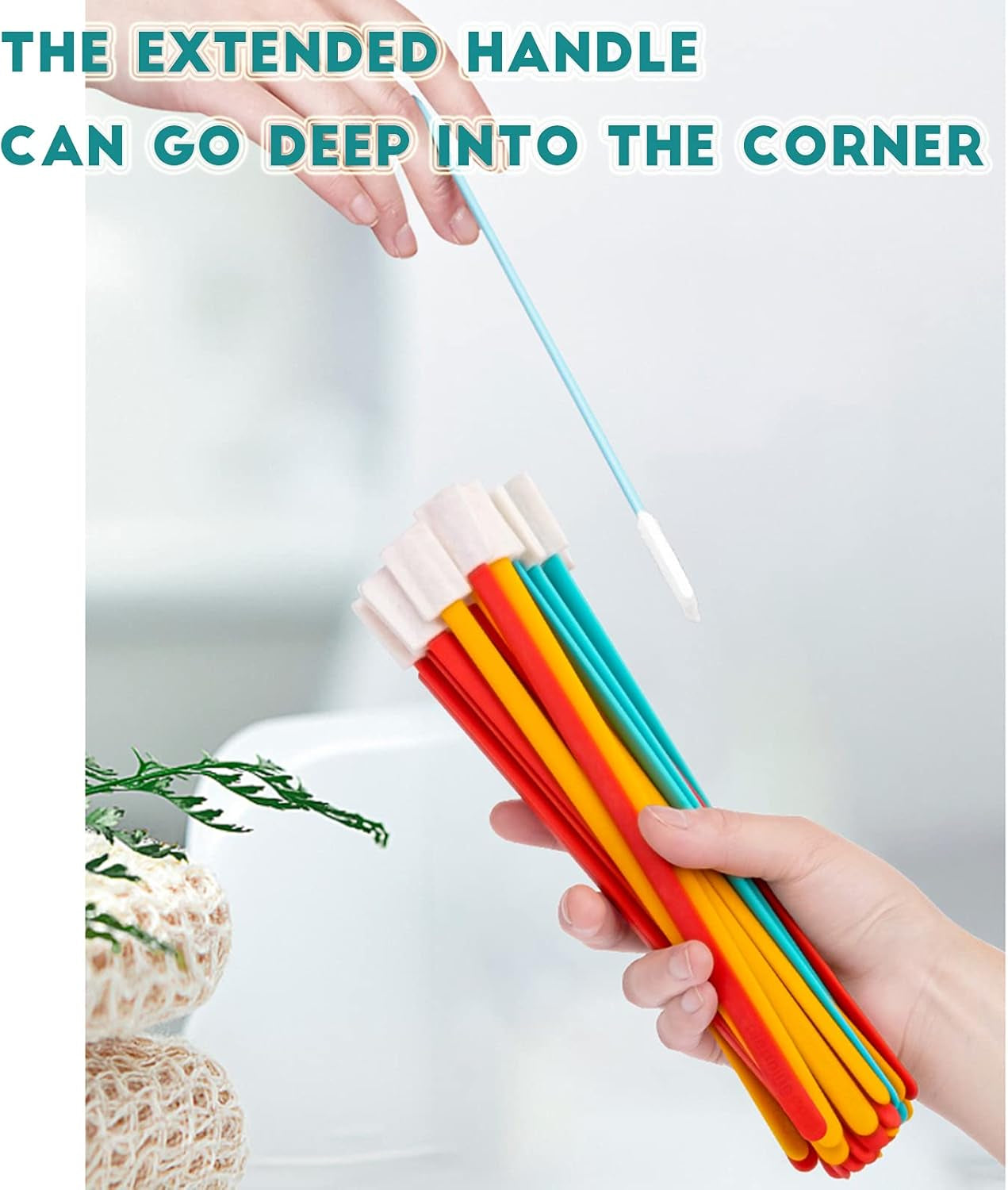 Crevice Cleaning Tools Kit with Disposable Toilet Brush - Set of 20